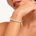 LUXWADE 14K Gold Plated 3mm Cubic Zirconia Tennis Bracelet for Women – 7 Inch Waterproof CZ Bracelet