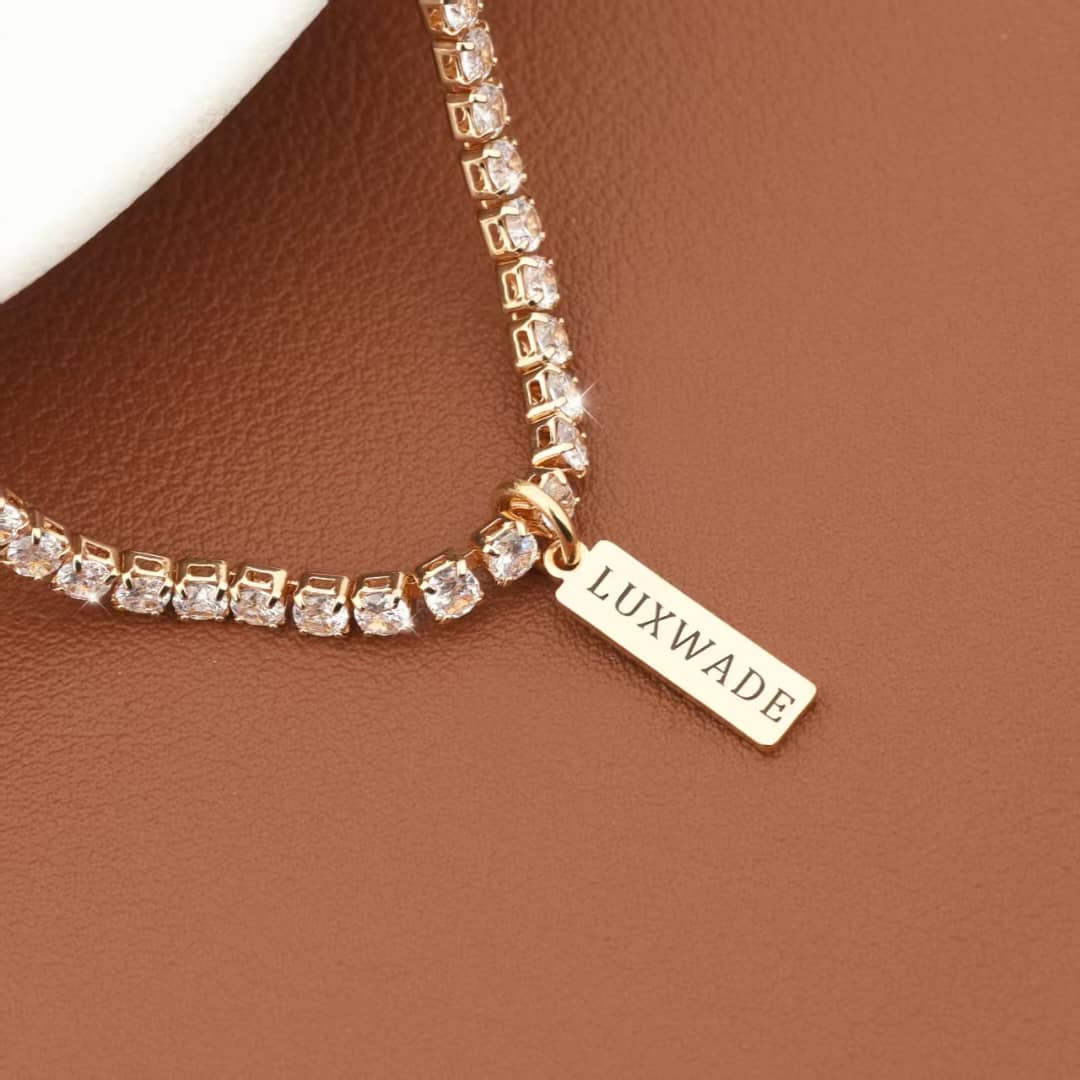 LUXWADE 14K Gold Plated 3mm Cubic Zirconia Tennis Bracelet for Women – 7 Inch Waterproof CZ Bracelet