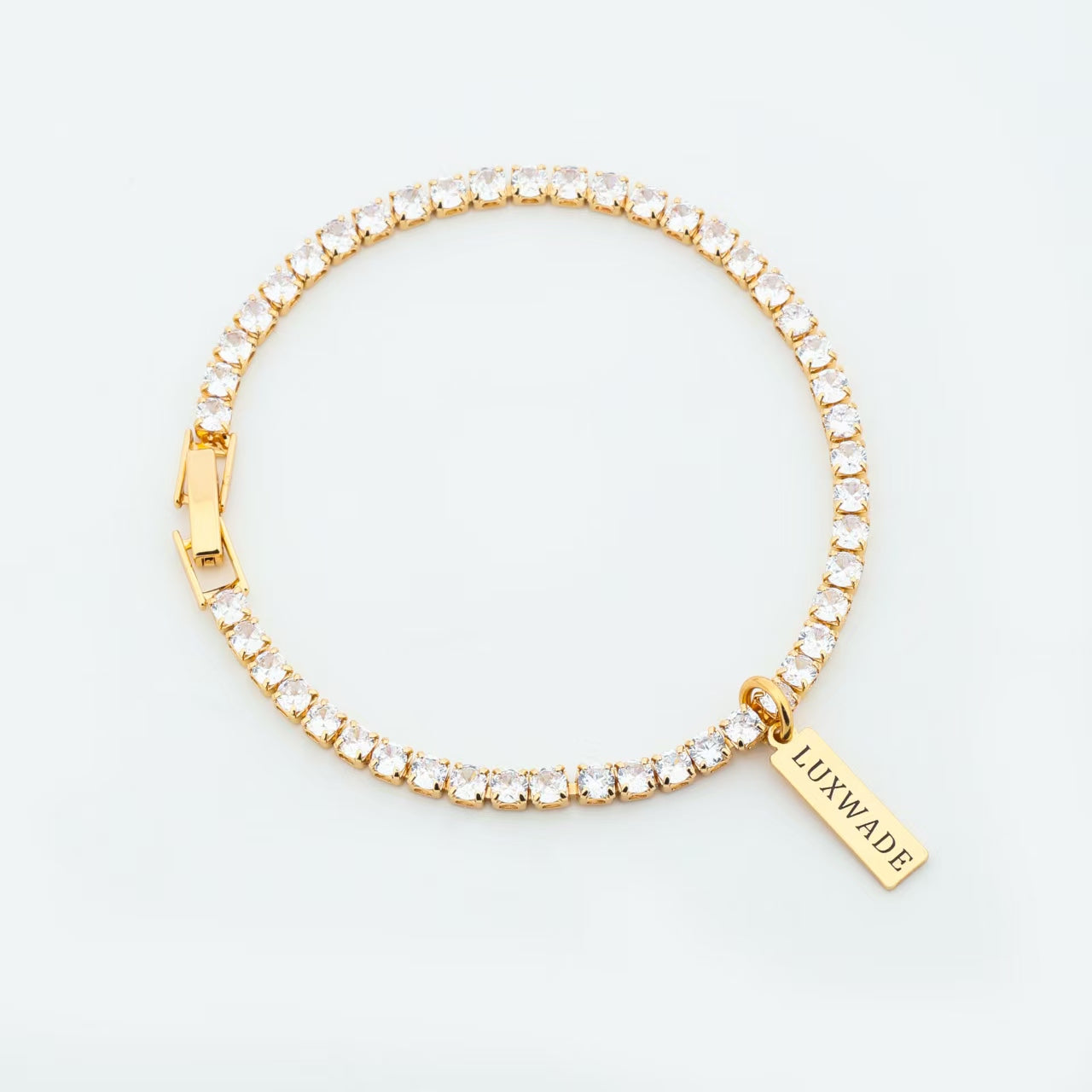 LUXWADE 14K Gold Plated 3mm Cubic Zirconia Tennis Bracelet for Women – 7 Inch Waterproof CZ Bracelet