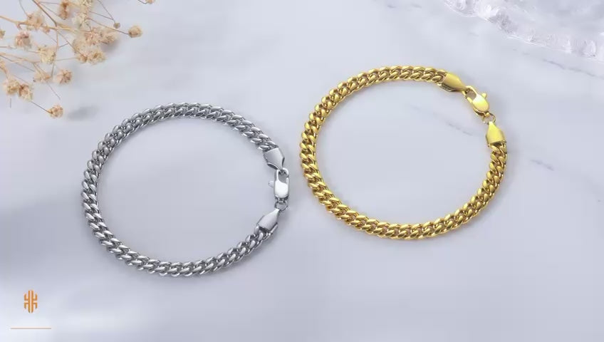 LUXWADE 18K Gold Plated 5mm Figaro Chain Bracelet for Men – Stainless Steel, Durable Shine, Lobster Clasp – Available in 7Inch and 8Inch Sizes